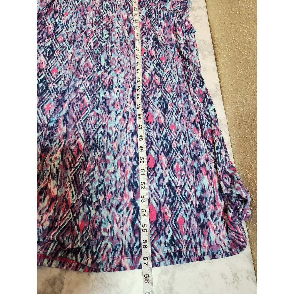 Catherines Women's Purple Geometric‎ Cold Shoulder Gathered V-Neck Maxi Dress 0X - Picture 6 of 6